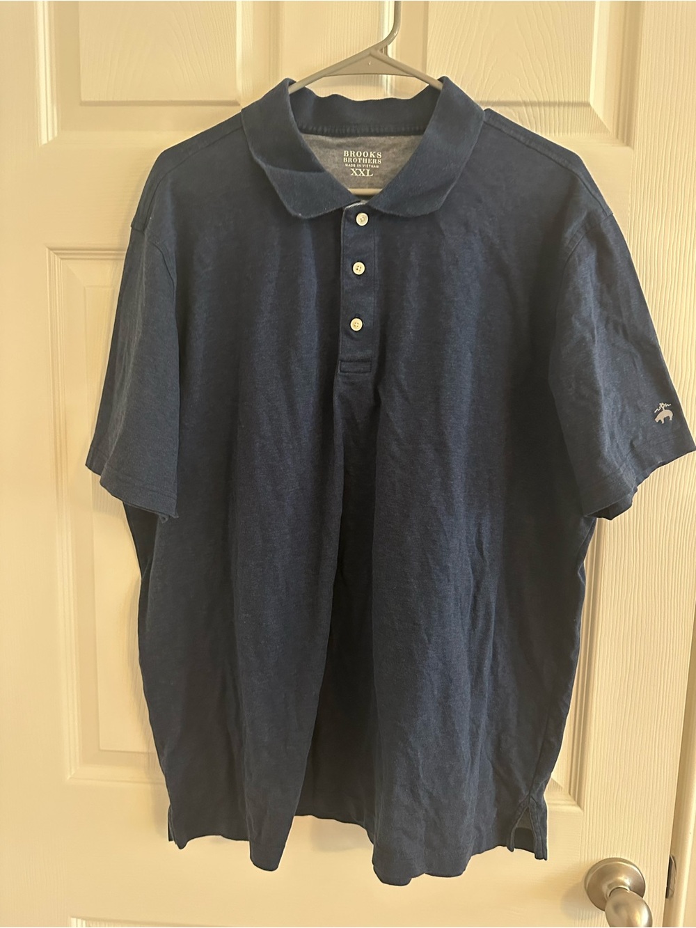 Brooks Brothers Navy Cotton Polo Shirt Men's XXL Short Sleeve Solid Collared